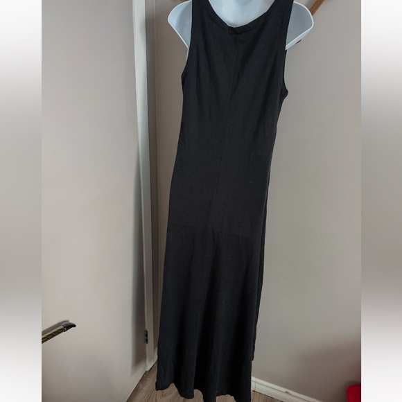 XCVI Black Cotton V-Neck Maxi Dress XS Lagenlook Travel premium soft - Picture 2 of 4